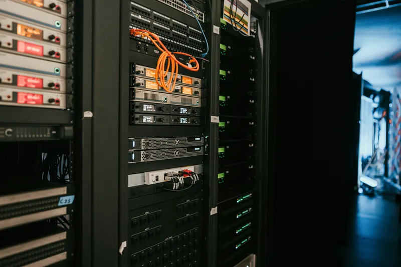 A rack of servers with the cables landed